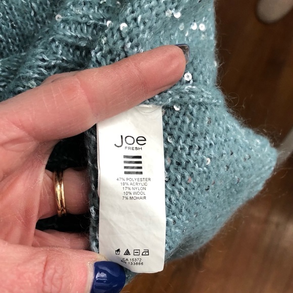 Joe Fresh Mint Blue Sparkly Sweater Small - Picture 10 of 14